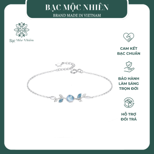 Vòng tay bạc S925 nữ  Bạc Mộc Nhiên đính họa tiết lá cây Waterful Leaf
