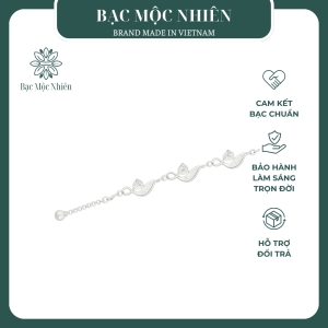 Vòng tay nữ bạc S925 Bạc Mộc Nhiên họa tiết thiên nhiên hoa linh lan đơn