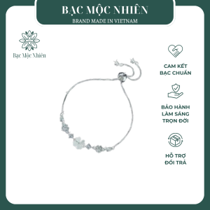 Vòng tay bạc nữ S925 Bạc Mộc Nhiên cỏ 4 lá xi bạch kim sang trọng Fortune Leaf