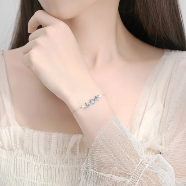 Vòng tay bạc S925 nữ  Bạc Mộc Nhiên đính họa tiết lá cây Waterful Leaf - Ảnh 4