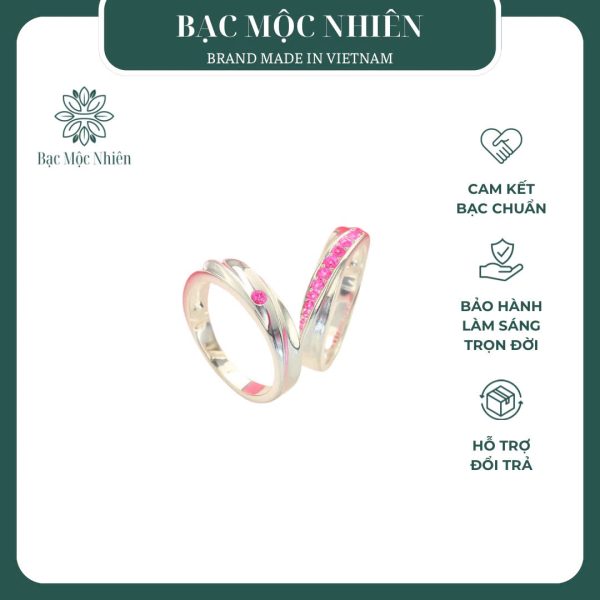 Nhẫn cặp cho người yêu ba màu bạc cao cấp Bạc Mộc Nhiên - Ảnh 4