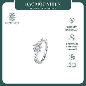 Nhẫn bạc nữ đính đá CZ hình cỏ 4 lá