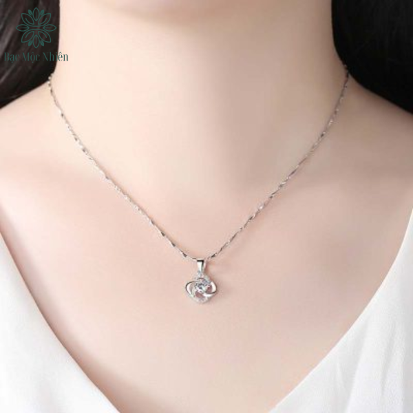 Dây chuyền bạc nữ đính đá CZ cỏ 4 lá - Ảnh 5