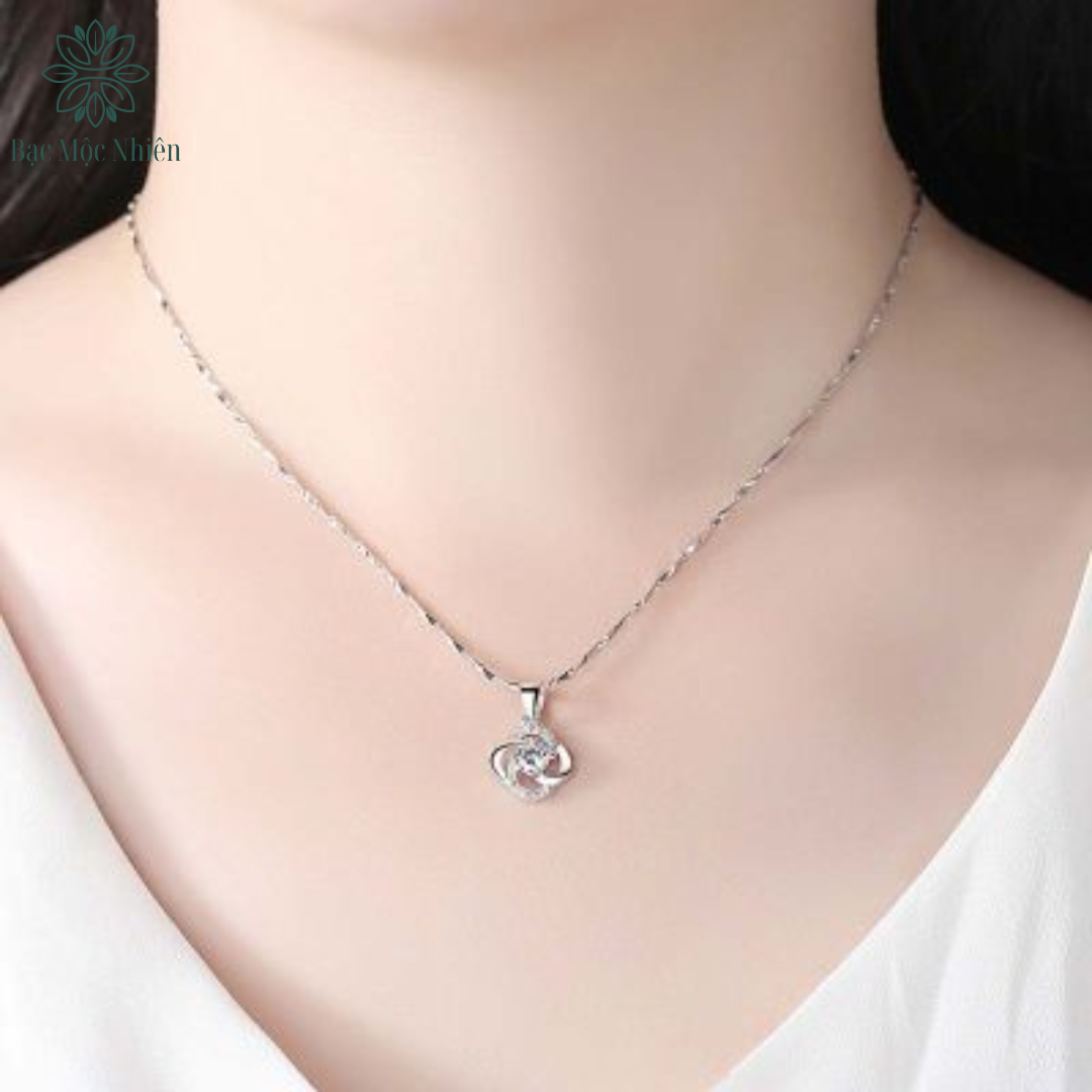 Dây chuyền bạc nữ đính đá CZ cỏ 4 lá - Ảnh 5