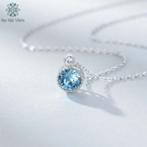 Dây chuyền bạc nữ đính pha lê Swarovski trái tim đại dương - Ảnh 2