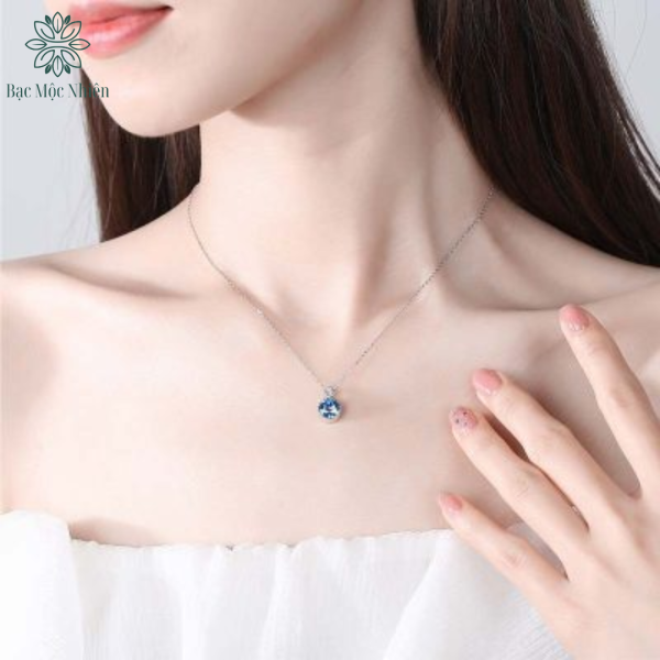Dây chuyền bạc nữ đính pha lê Swarovski trái tim đại dương - Ảnh 3