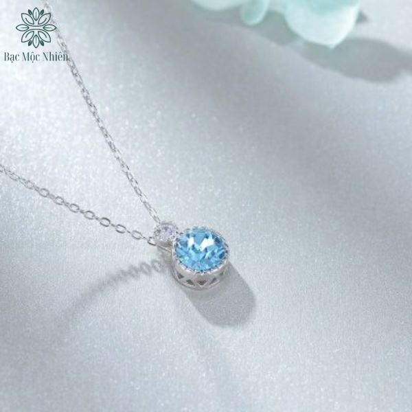 Dây chuyền bạc nữ đính pha lê Swarovski trái tim đại dương - Ảnh 4