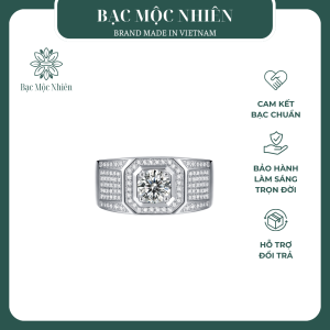 Nhẫn bạc nam đính đá CZ mạnh mẽ