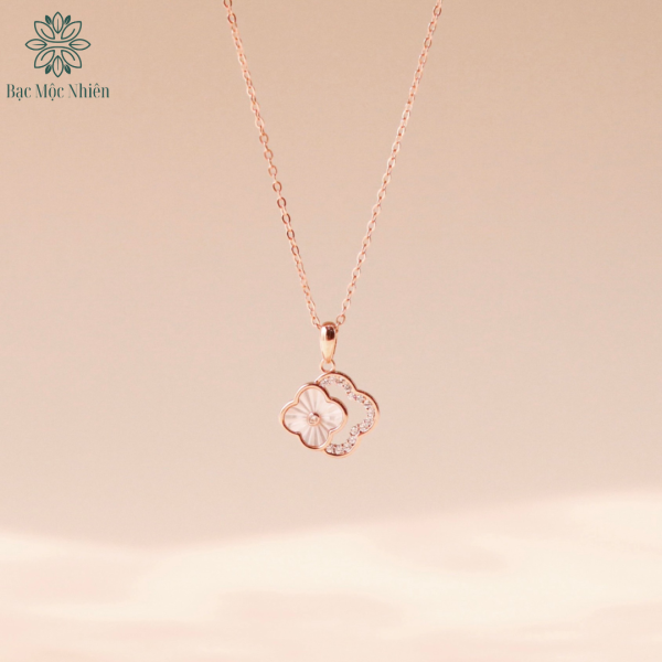 Dây chuyền bạc nữ mạ vàng hồng 18K cao cấp, cỏ 4 lá thiết kế thiết kế mới sang chảnh, cuốn hút - Ảnh 2