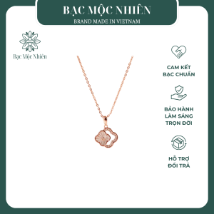 Dây chuyền bạc nữ mạ vàng hồng 18K cao cấp, cỏ 4 lá thiết kế thiết kế mới sang chảnh, cuốn hút
